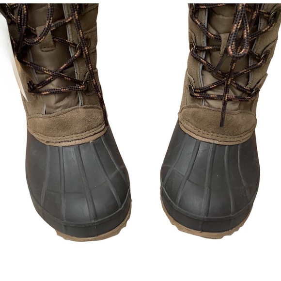 KHOMBU Lace Up Faux Fur Tan Brown Duck Winter Snow Boots, Size 6 - Picture 5 of 8